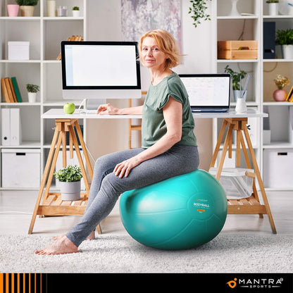 Exercise Ball Yoga Ball Chair for Fitness, Stability, Pilates, Pregnancy, Birthing, Therapy or Workout - 55cm / 65cm / 75cm Extra Thick, Anti-Burst & Non-Slip, Gym Quality Balance Ball - Pump & Guide