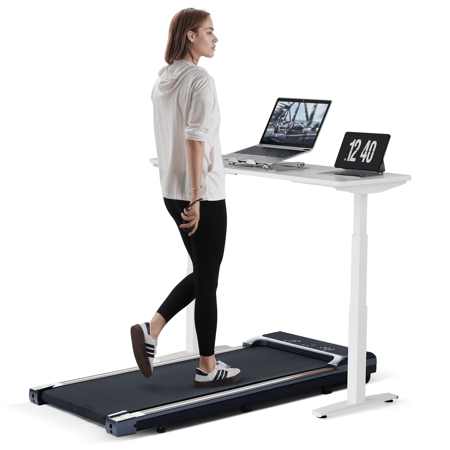 Walking Pad Under Desk Treadmill with Remote Control Lightweight 2 in 1 Exercise Treadmill 0.6-3.8 Speed Range for Home Office Workout